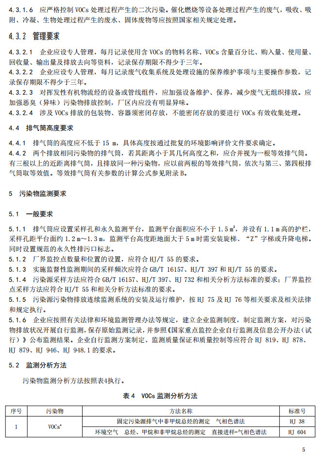 山东省挥发性有机废气排放标准