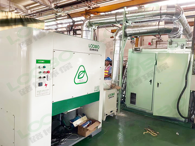 某机械制造厂自动焊房除尘设备，选用滤筒除尘一体机，全面净化